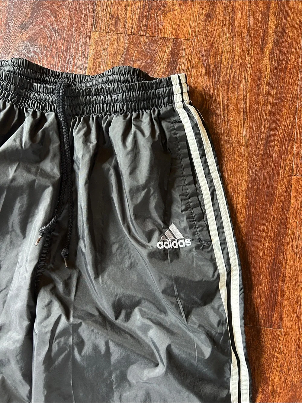 Y2K adidas Black Joggers with White Side Stripes